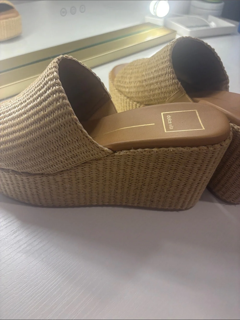 Dolce Vita Beige Woven Platform sandal